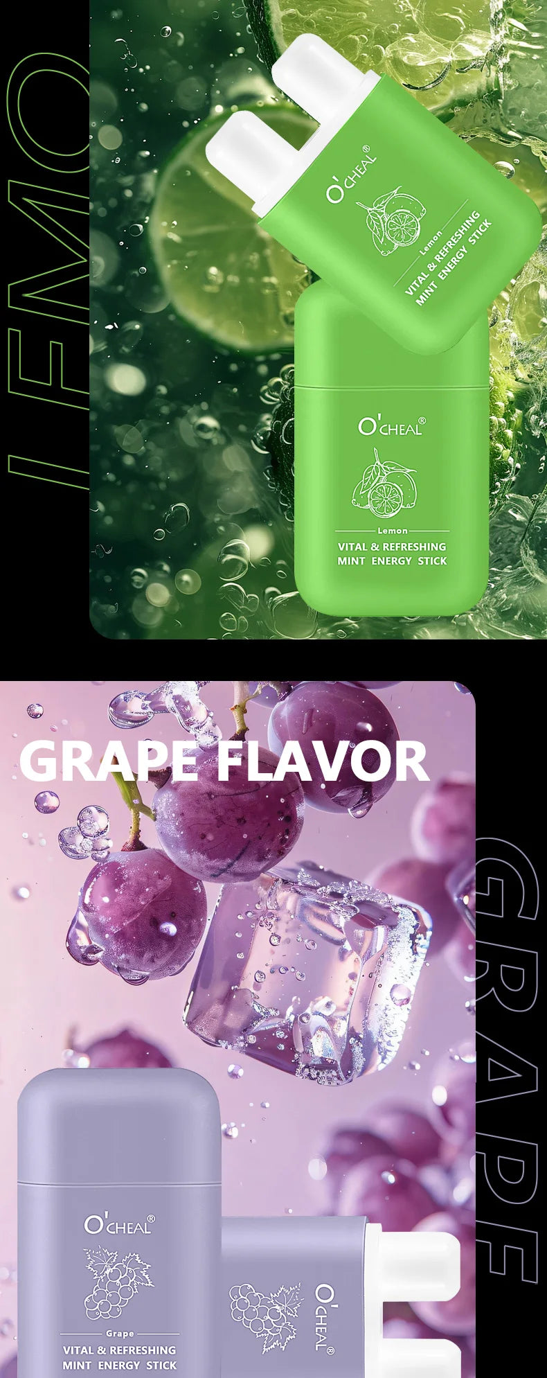 O'cheal Energy Stick Double Hole Energizing Energy Bar Fresh Mint Scent Refreshing Fatigue Relief Inhaler Energy Vapors Stick