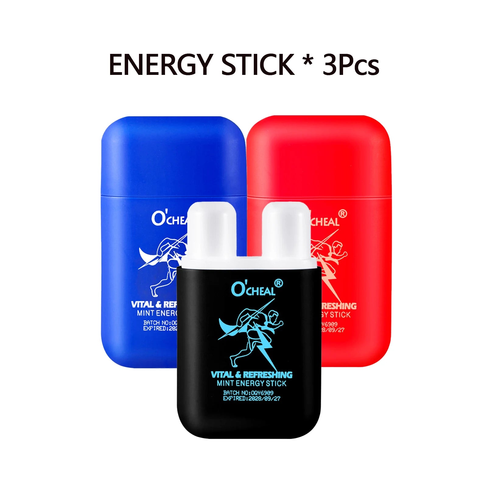 O'cheal Energy Stick Double Hole Energizing Energy Bar Fresh Mint Scent Refreshing Fatigue Relief Inhaler Energy Vapors Stick