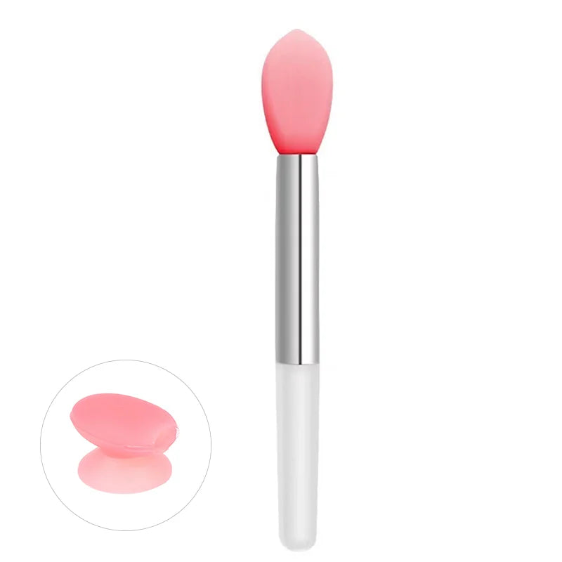 1PC Silicone Lip Balms Lip Mask Brush with Sucker Dust Cover Lipstick Cosmetic Makeup Brushes Lipstick Brush Storage Box