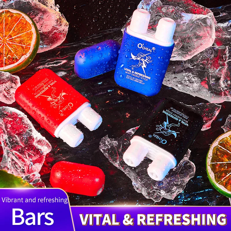 O'cheal Energy Stick Double Hole Energizing Energy Bar Fresh Mint Scent Refreshing Fatigue Relief Inhaler Energy Vapors Stick