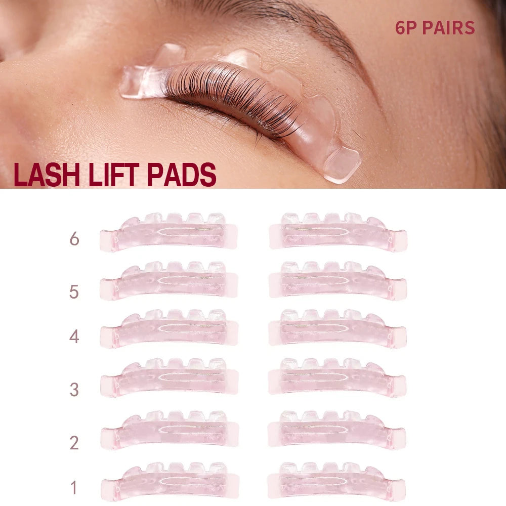 12Pcs/6size Lash Lift Pads, Jelly Lash Lift Rods Self Adhesive Silicone Pads C-Curl Eyelash Lifting Shield,DIY Use at home