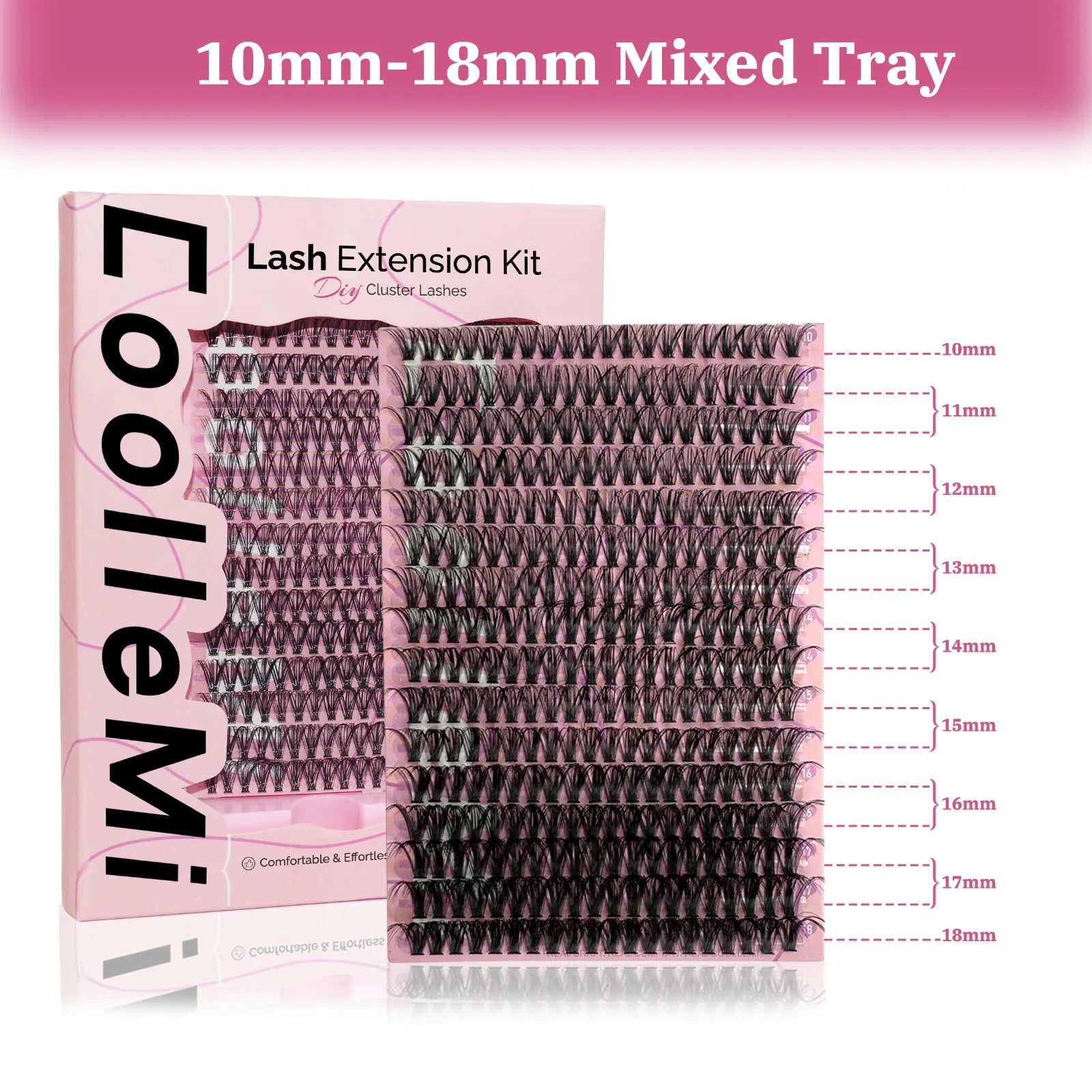 320PCS DIY Lash Kit Fierce 40D | D Curl Dense Manga Clusters 10-18mm | Ultra-Thin Band Individual Cluster Lashes with Bond Seal | Comfortable Home Self-Application Set