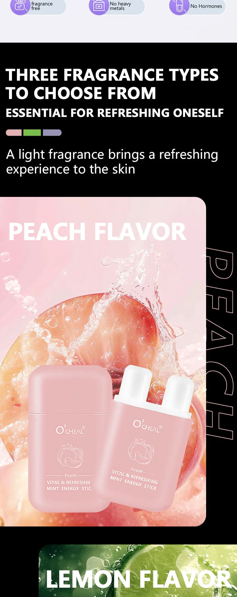 O'cheal Energy Stick Double Hole Energizing Energy Bar Fresh Mint Scent Refreshing Fatigue Relief Inhaler Energy Vapors Stick