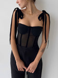 Updated | Sheer Mesh Tie-Front Crop Top – Light Support