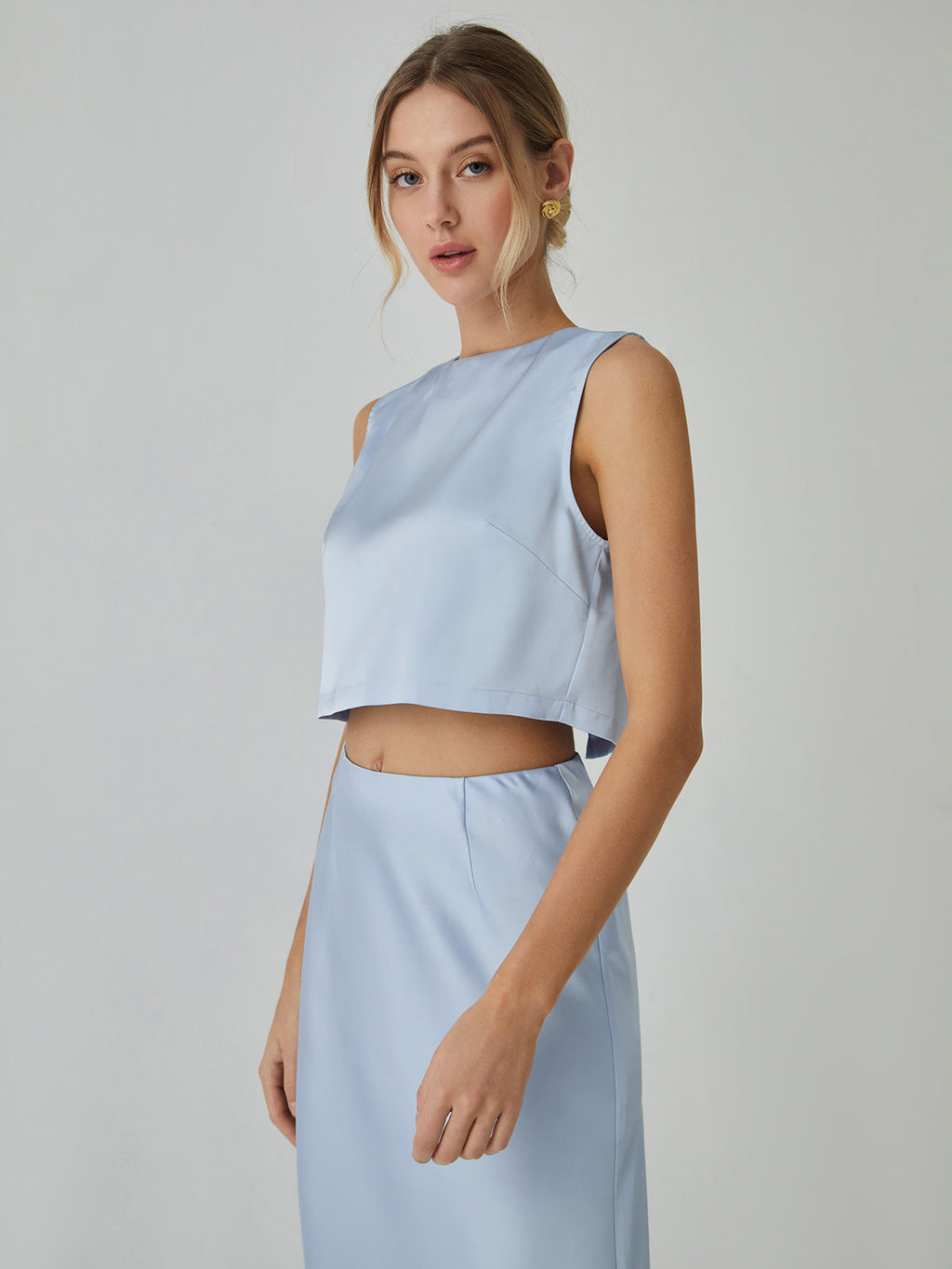 Minimalism Stain Split Cropped Tank Top