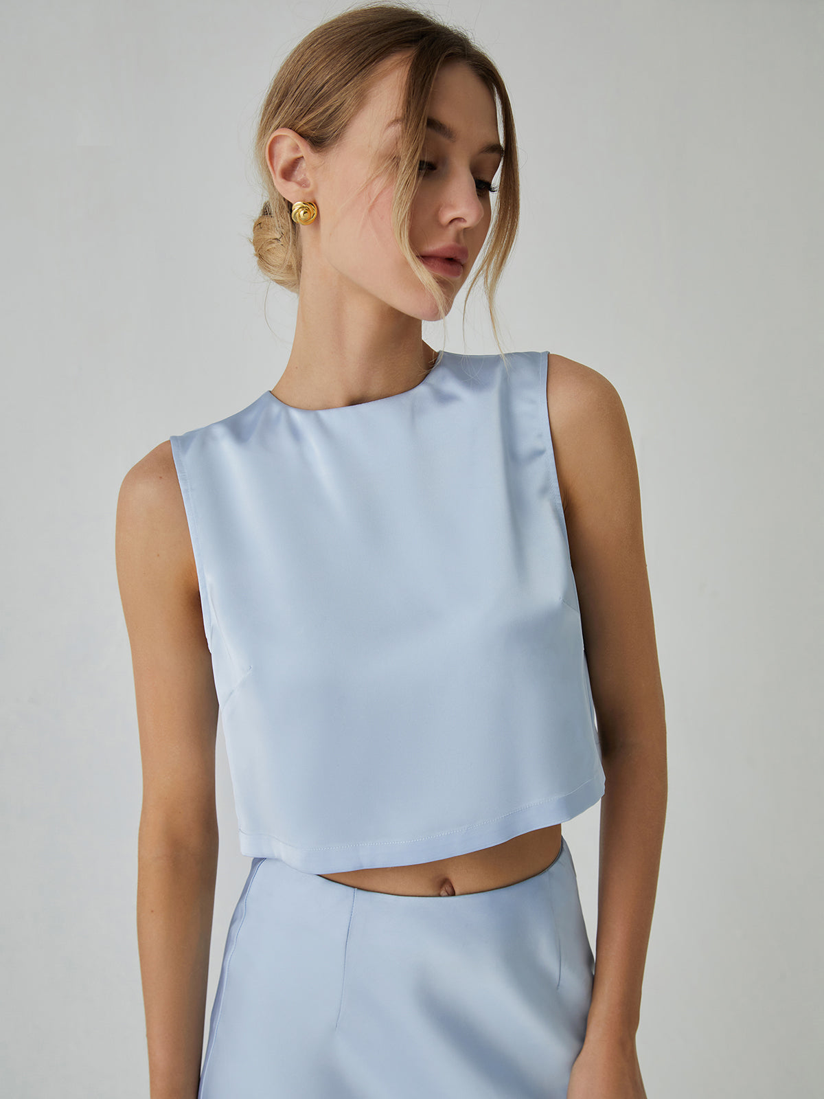 Minimalism Stain Split Cropped Tank Top