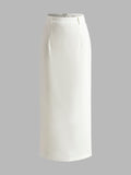 Slim Fit Semi-Sheer Elegant Slit Back Maxi Skirt Without Belt