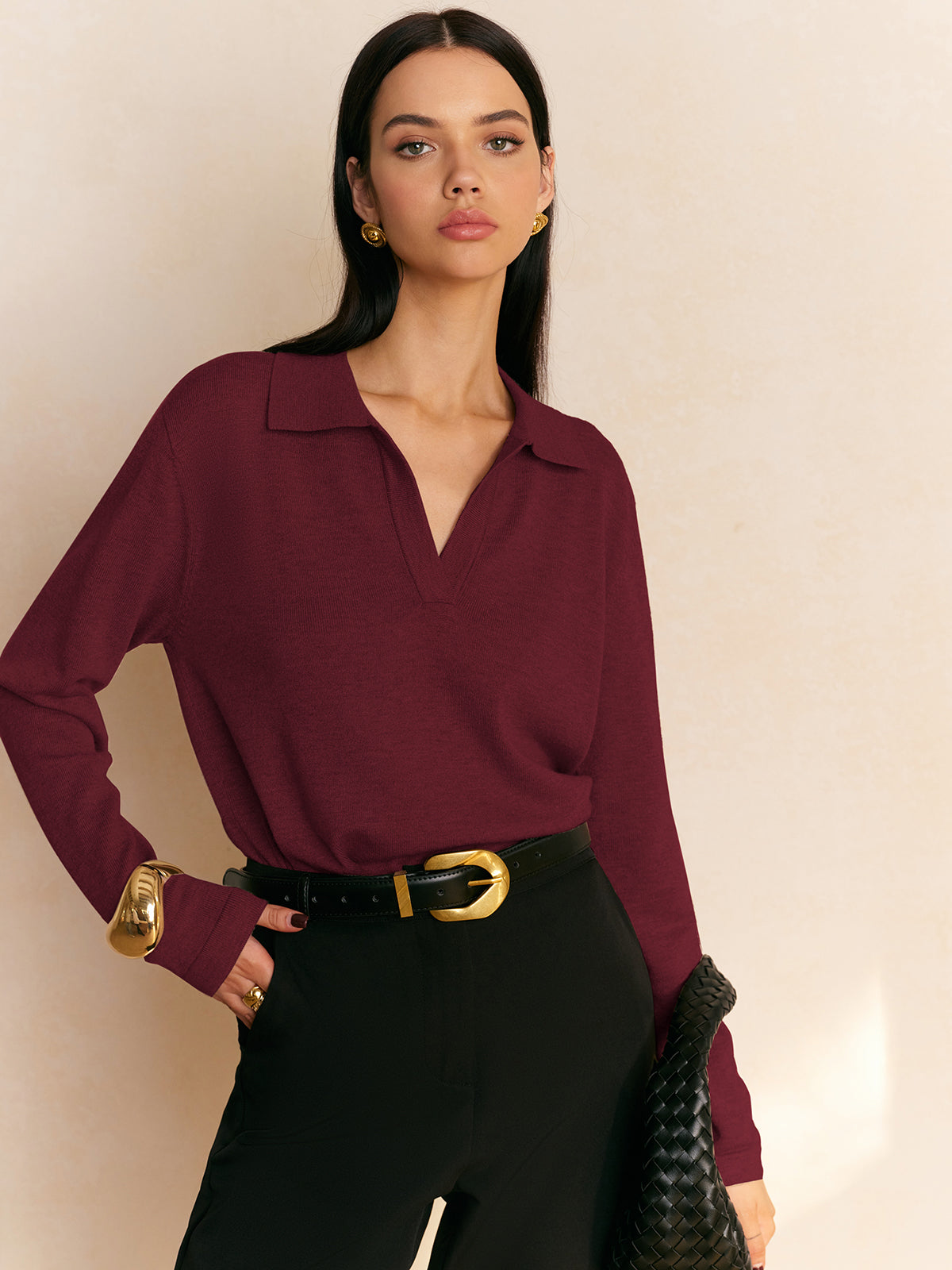 Relaxed Leisure Collared Pullover Sweater
