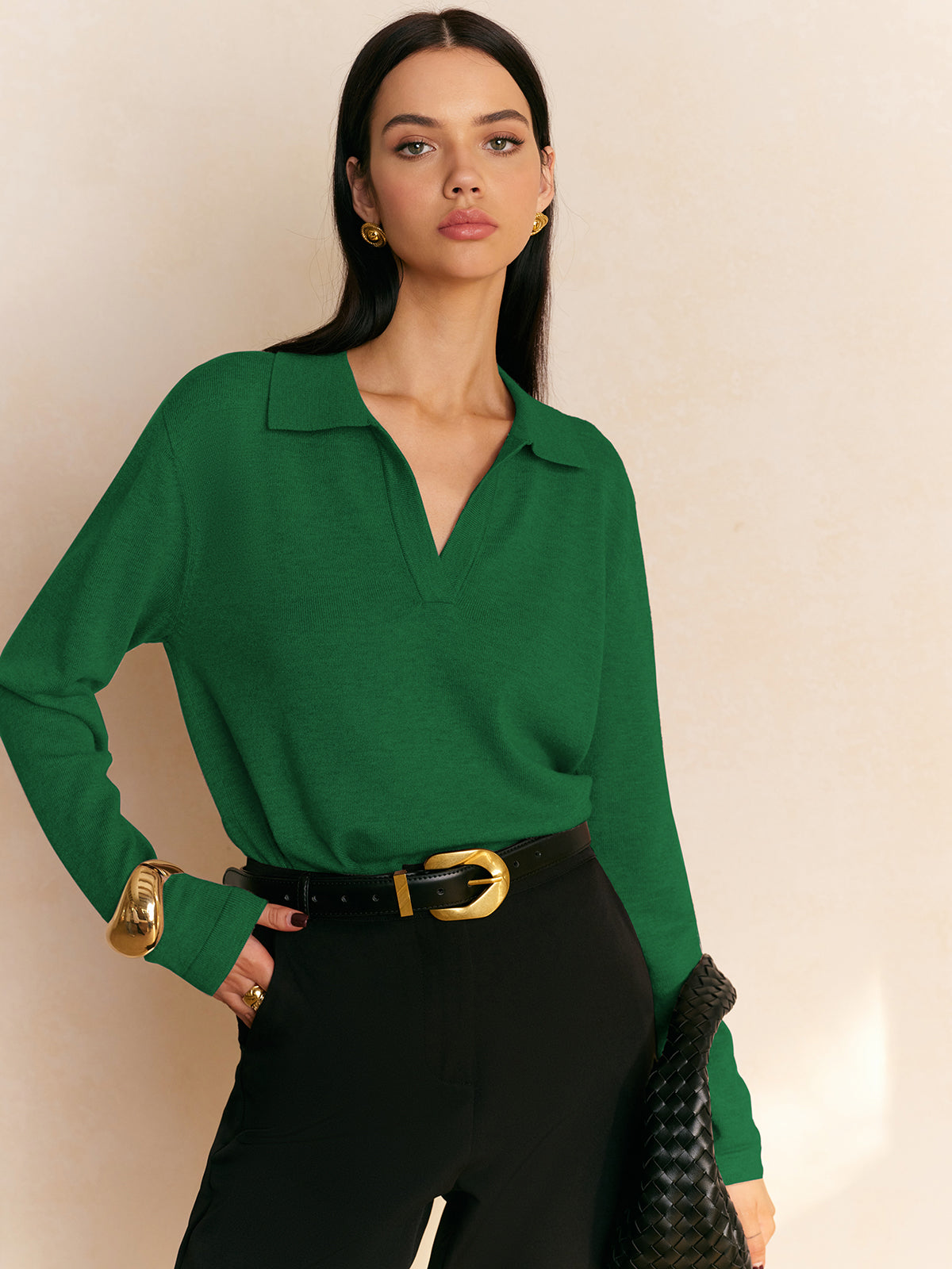 Relaxed Leisure Collared Pullover Sweater