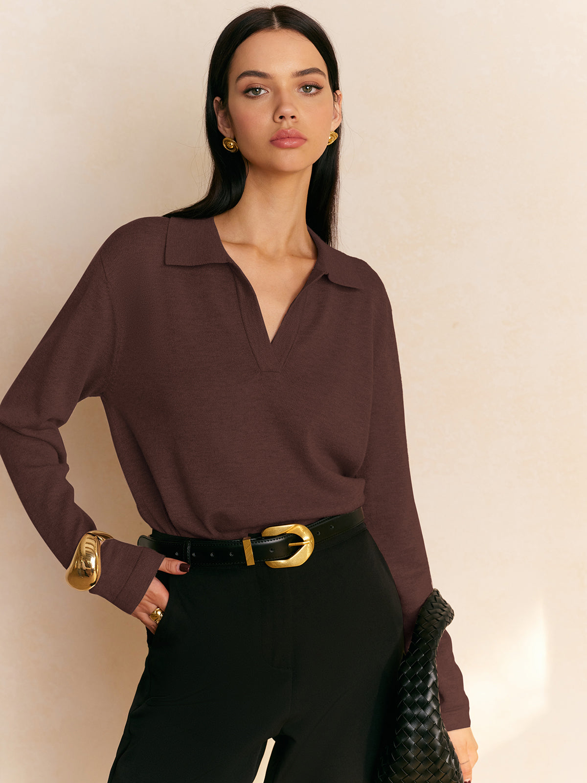 Relaxed Leisure Collared Pullover Sweater