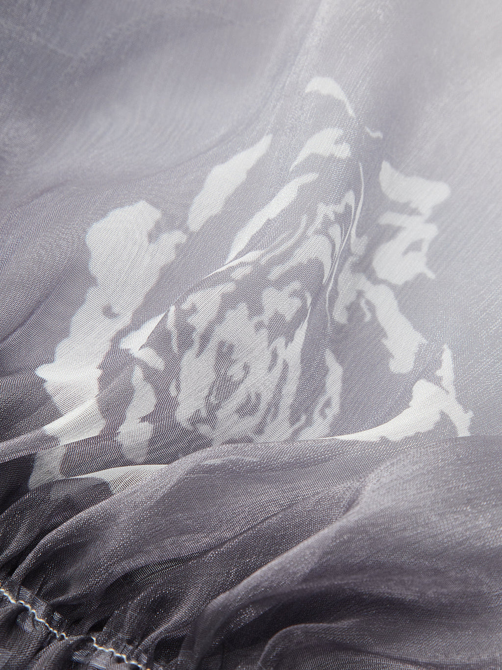 Semi-Sheer Gradient Floral Off-Shoulder Chiffon Top