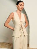 Pearl-Tie Front Top