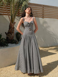 Gingham Belted Fitted Sleeveless Dress