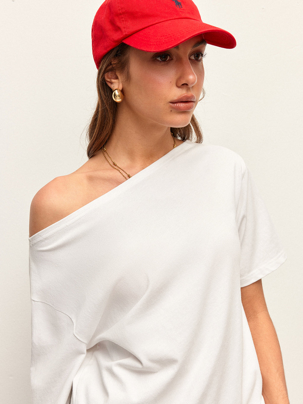 Cotton Off-Shoulder T-Shirt