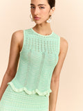 Wave Pattern Sleeveless Knit Top