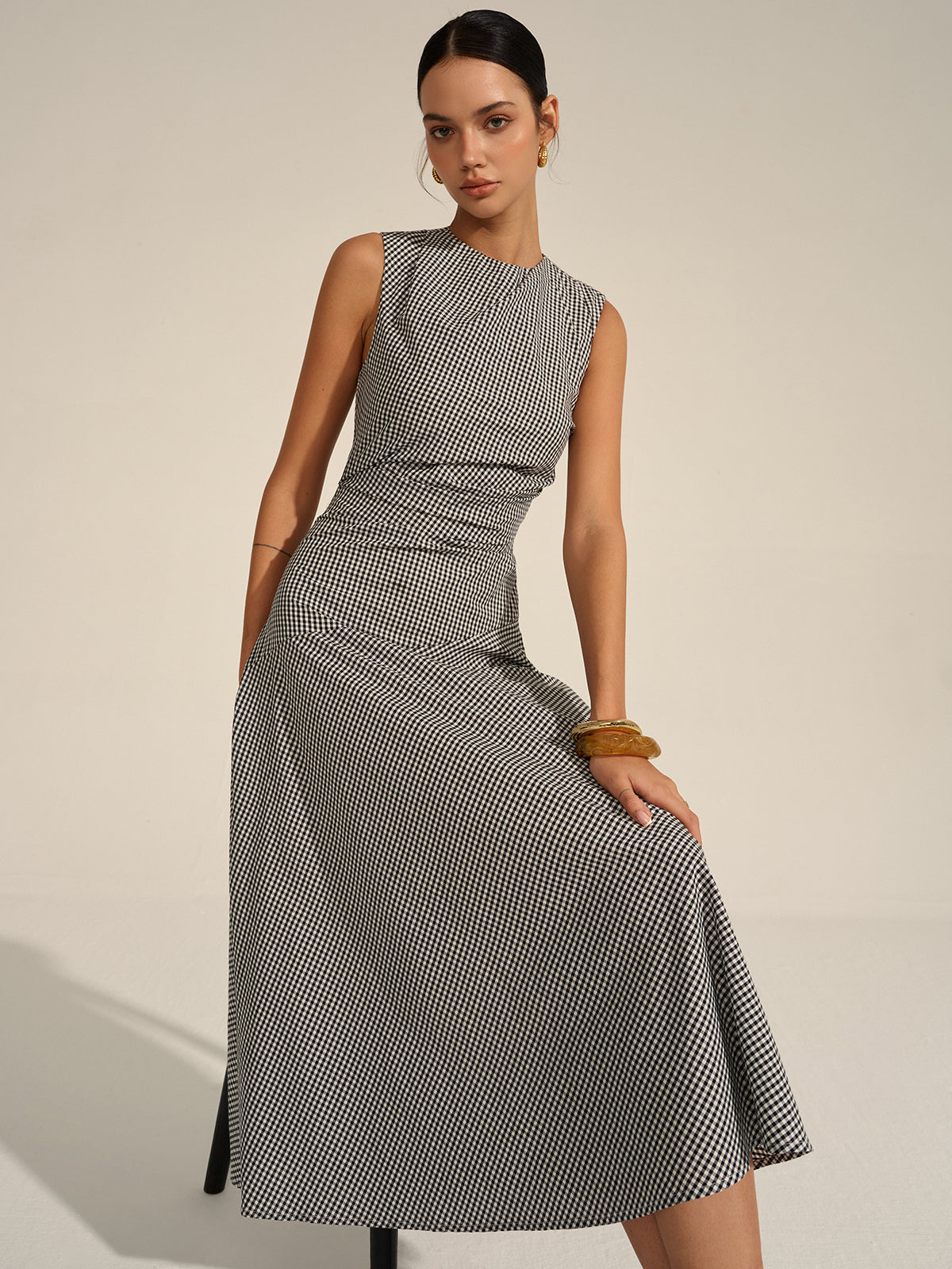 Gingham Midi Dress