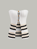Striped Hem Strapless Knit Top