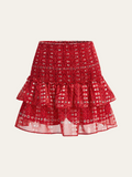 Boho Printed Smocked Tiered Mini Skirt