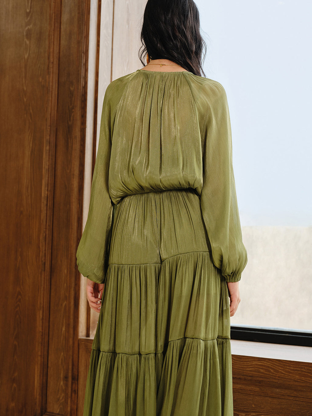 Tiered Maxi Dress Set with Liner