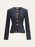 Metal Button Fitted Tailored Jacket