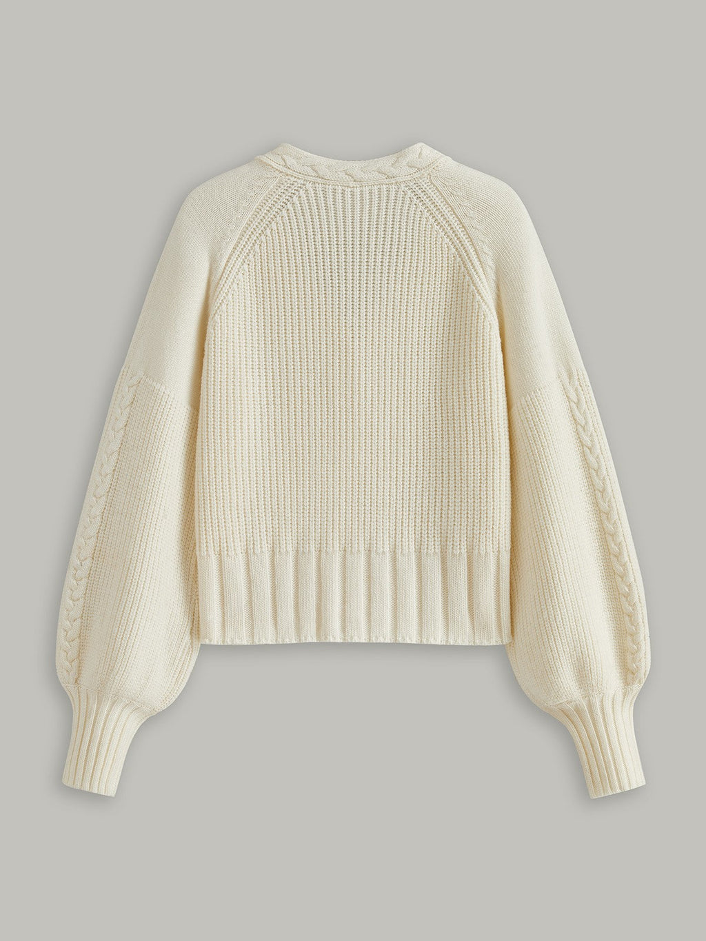 V-Neck Button Wool Blend Cable Knit Cardigan