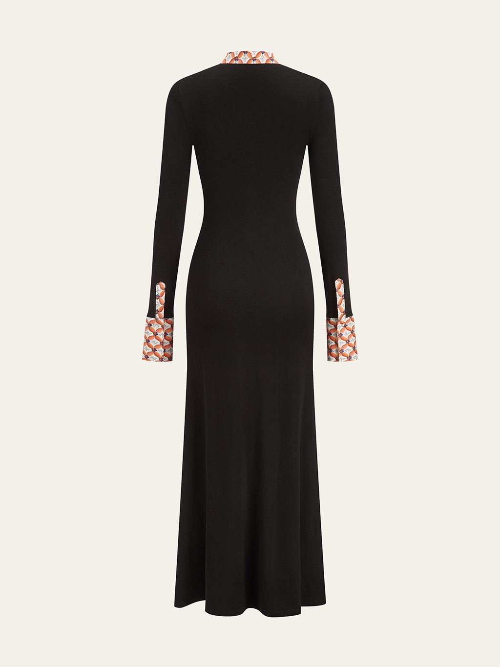 Print Trim Shirt Collar Maxi Dress