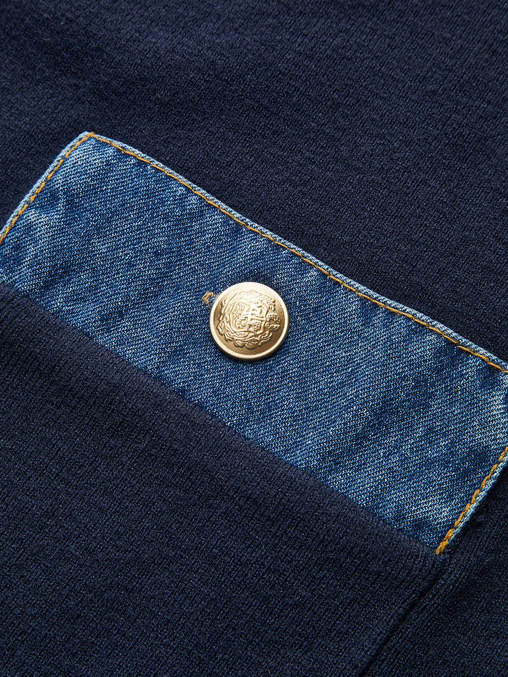Sailor Collar Denim Trim Knit Outerwear