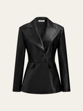 Single Button PU Leather Jacket