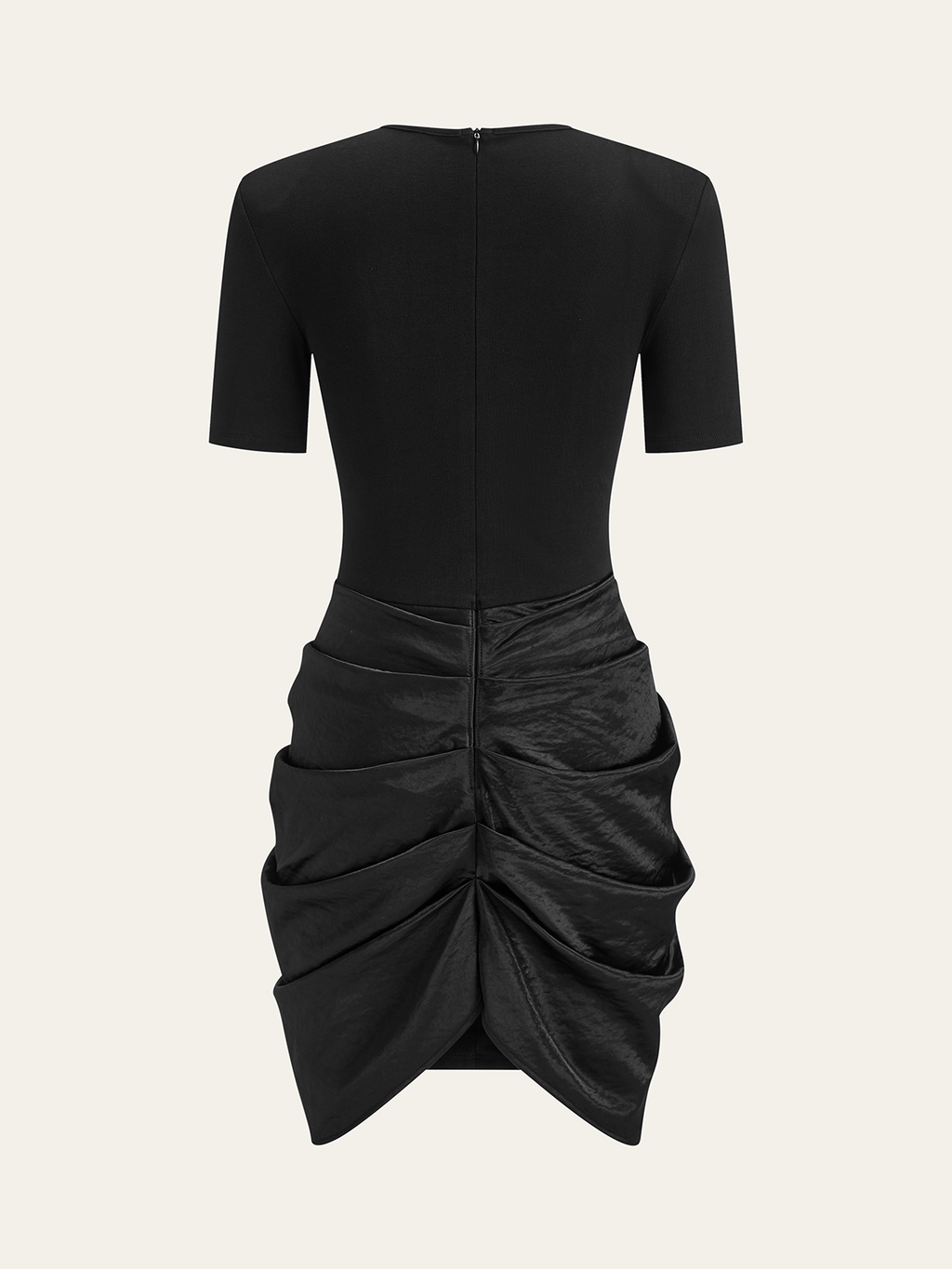 Short Sleeve Ruched Metal Buckle Dress
