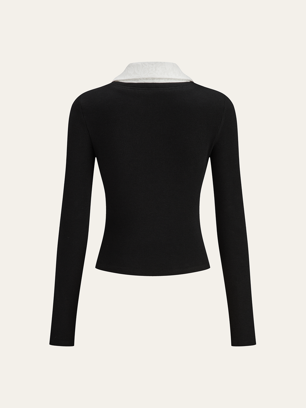 Lace Trim Collar Cotton Blend T-Shirt