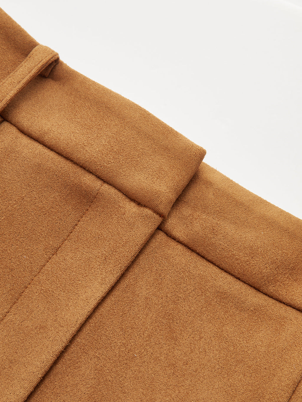 Suede Effect Mid-Waist Paneled Pants