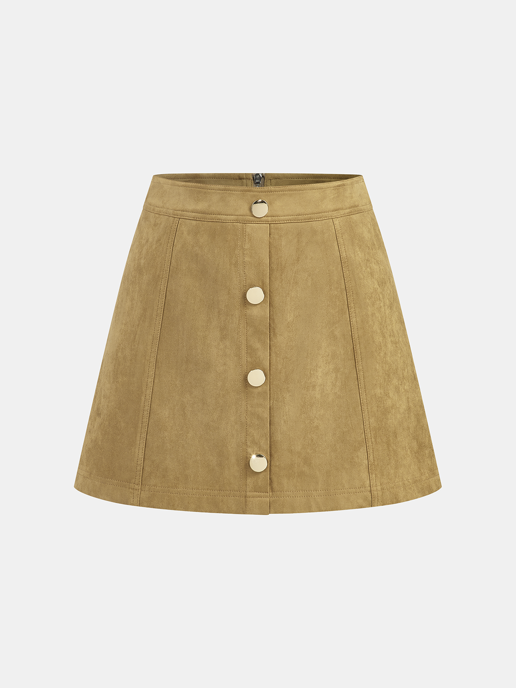 Decor Button Suede Effect Mini Skirt