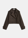 Double-Button Cropped Trench Coat