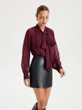 Tie Neck Long Sleeved Chiffon Blouse