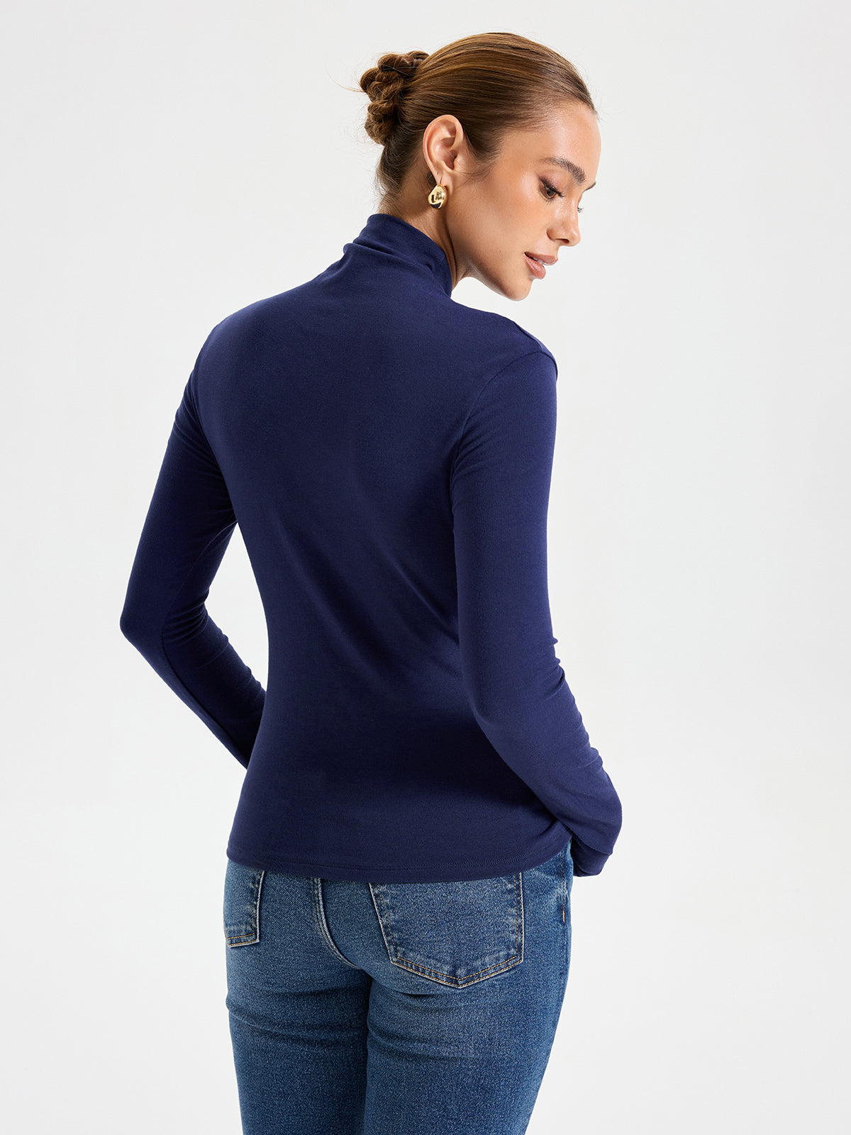 Slim Fit Soft Touch Long Sleeve T-shirt with Metal Pin