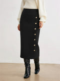 Metal Decor Midi Pencil Skirt