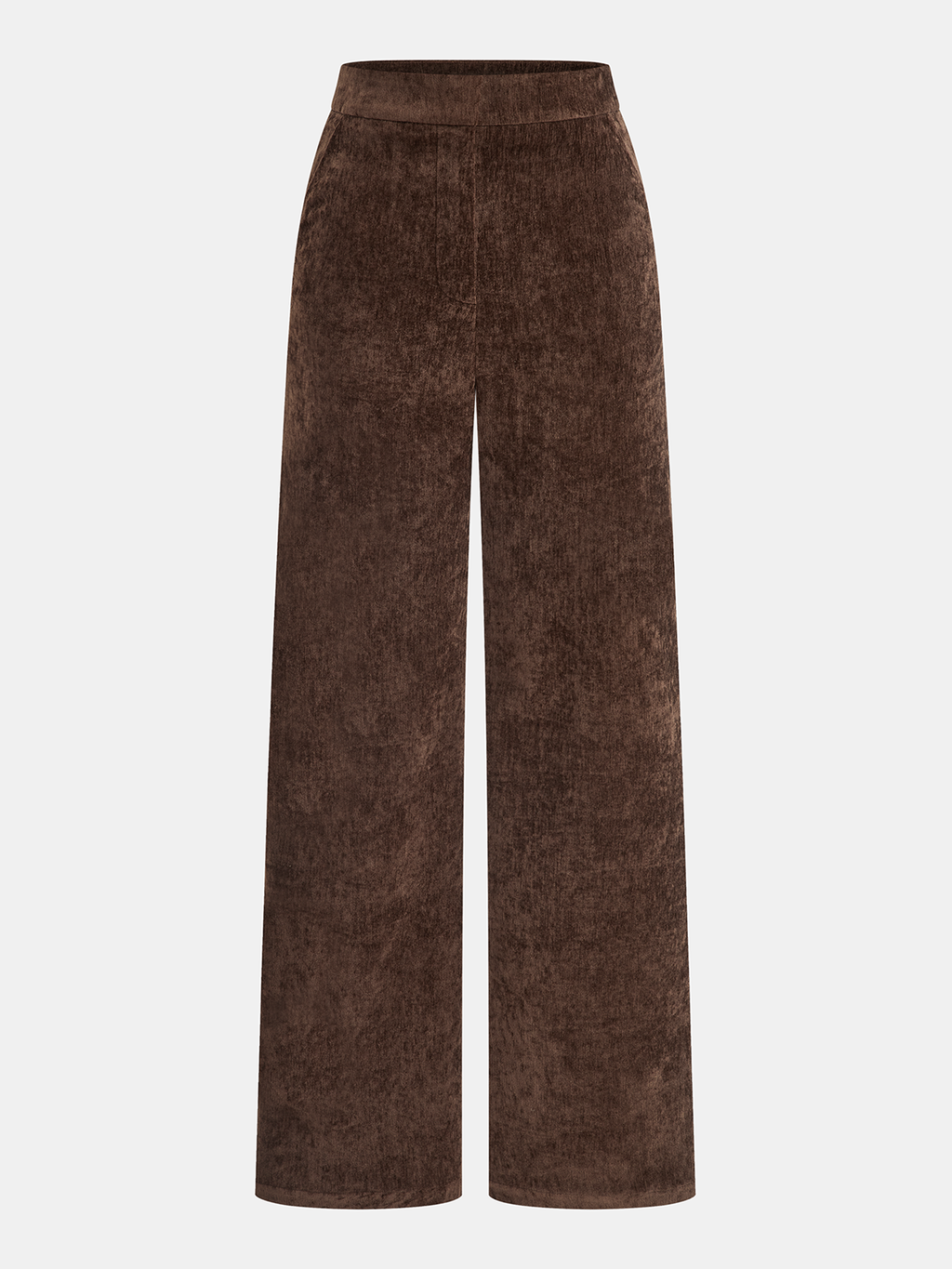 Mid-Waist Velvet Wide-Leg Pants