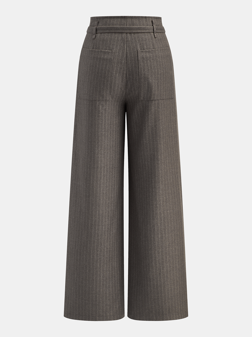 Belted Pinstripe Wide-Leg Pants