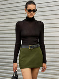 High-Waist Belted Mini Skirt