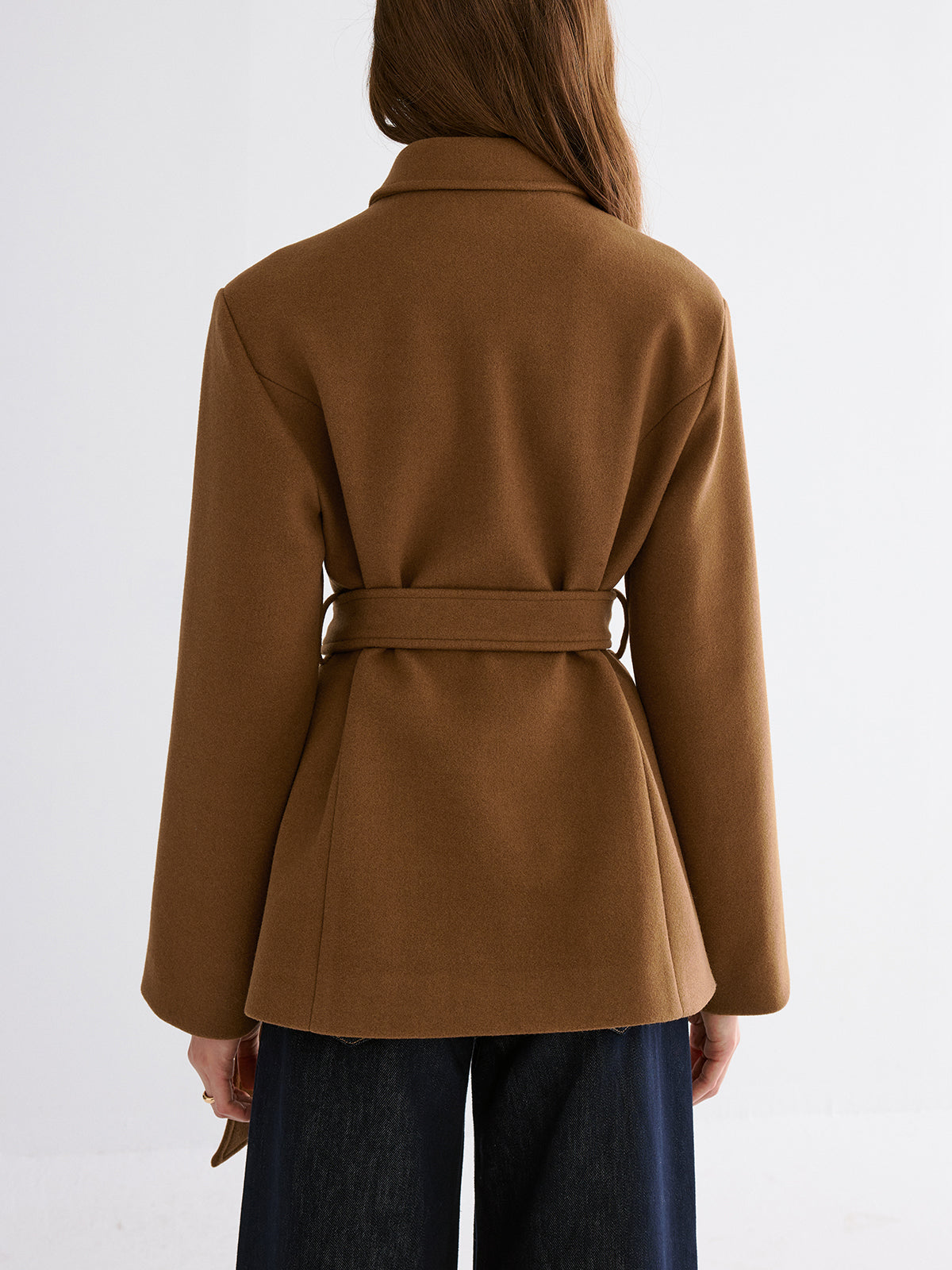 Smooth Wool Blend Balted Jacket