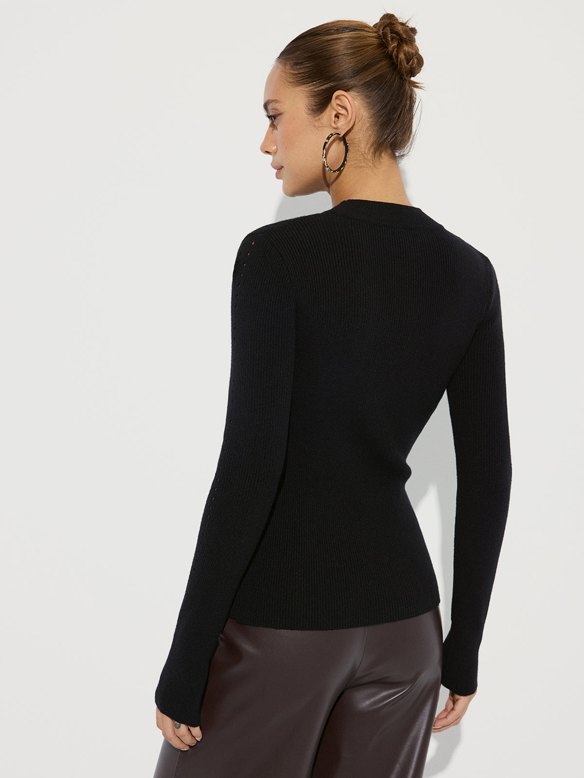 Studded Side Slit Knit Sweater