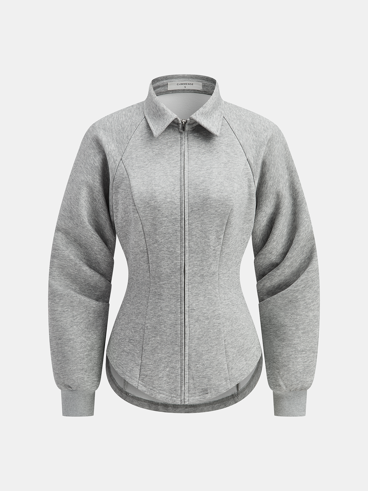 Collared Tailored Zip-Up Sweatshirt Jacket