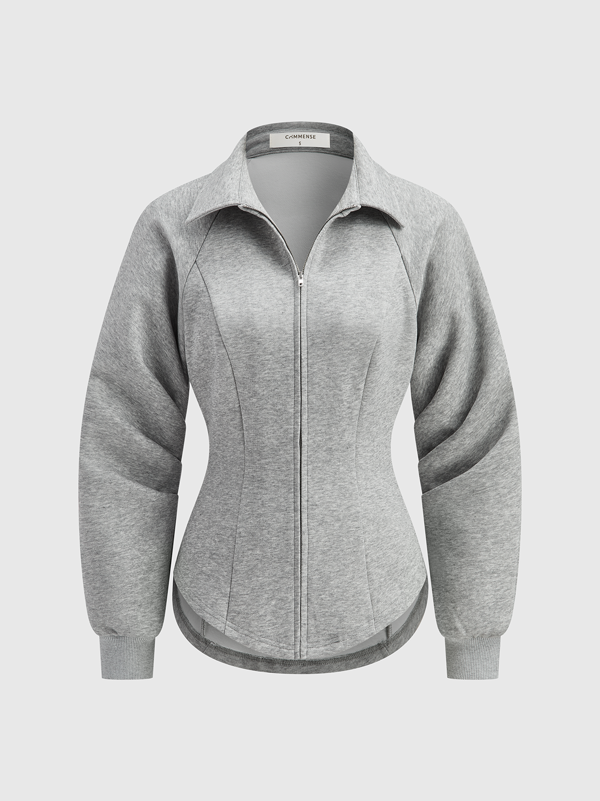 Collared Tailored Zip-Up Sweatshirt Jacket