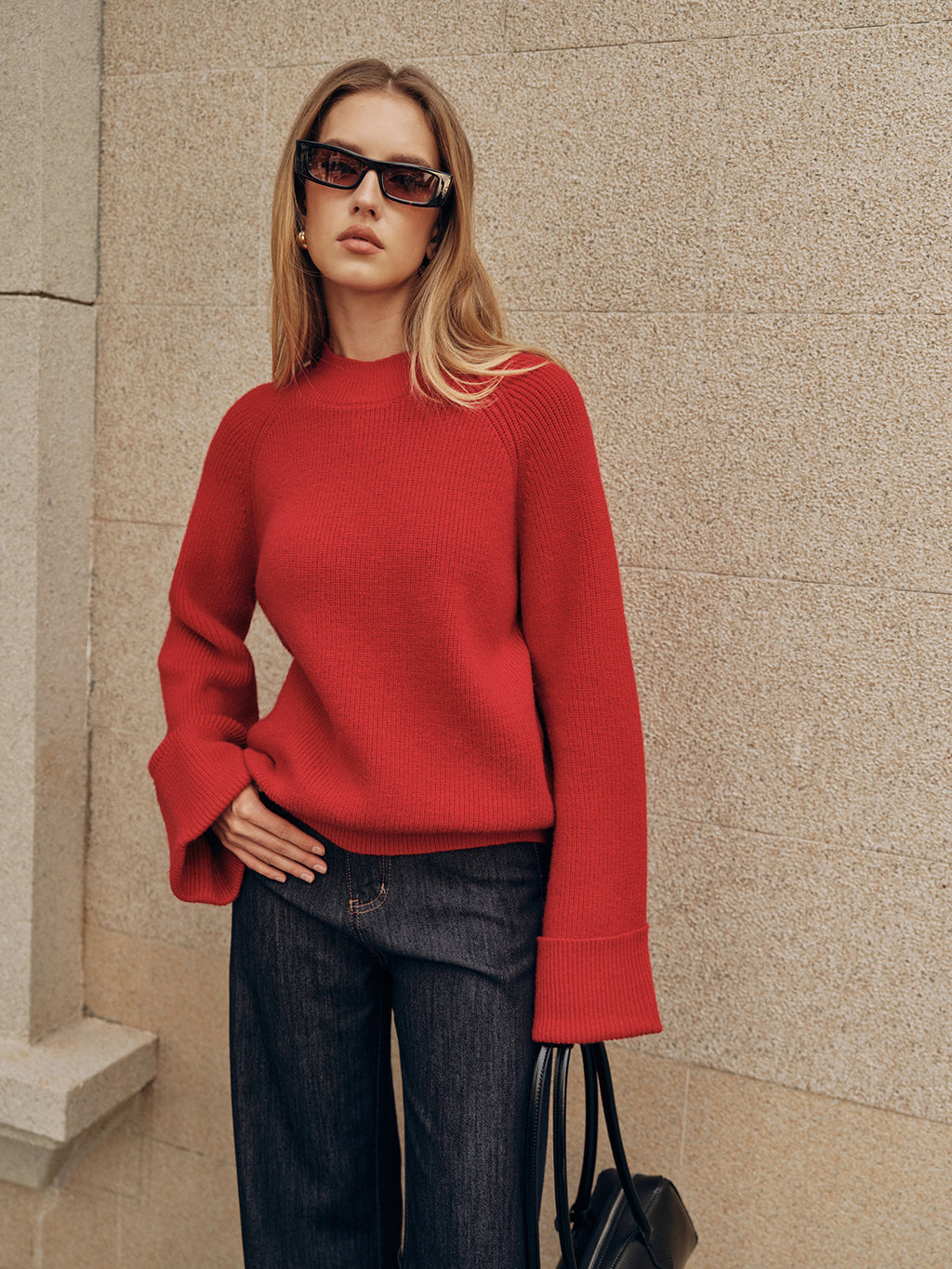 Cuffed Sleeve Oversized Sweater