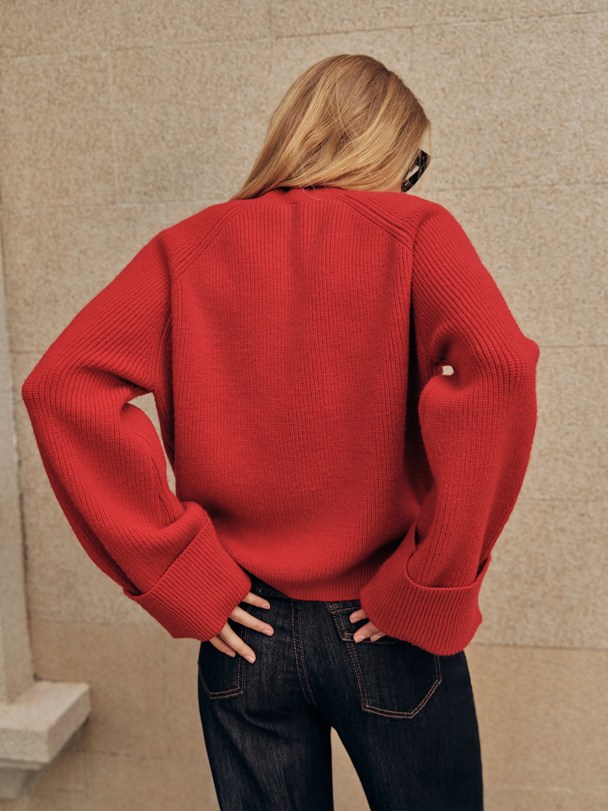 Cuffed Sleeve Oversized Sweater