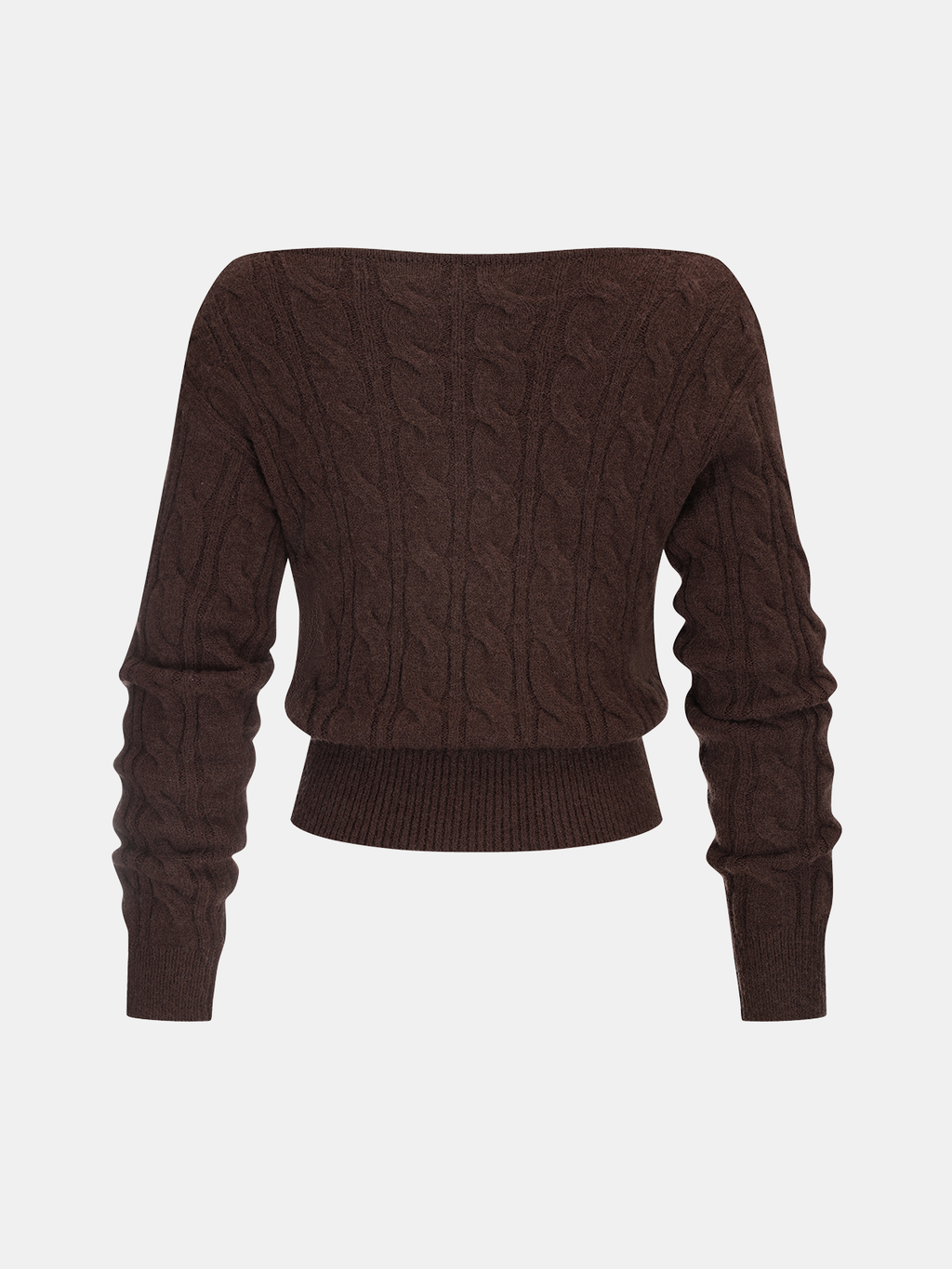 Cross-Front V-Neck Cable Knit Sweater