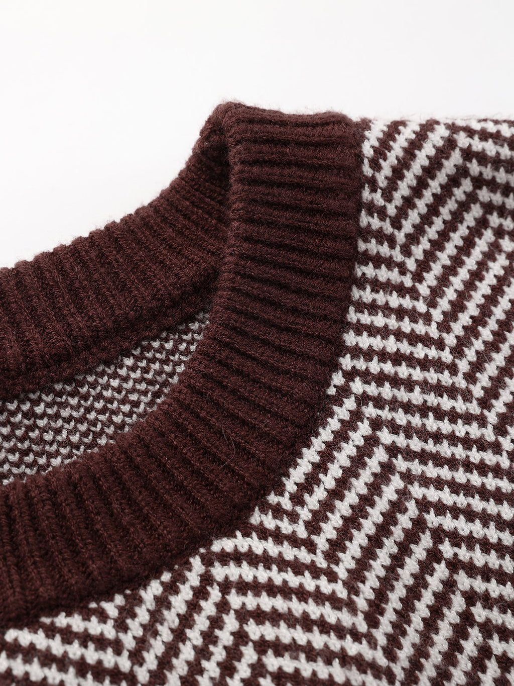 Cinched Waist Herringbone Sweater