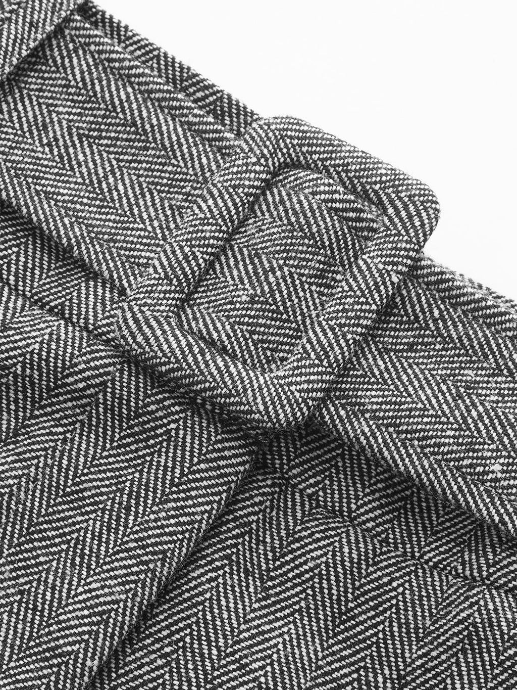 Belted Herringbone Wide-Leg Pants