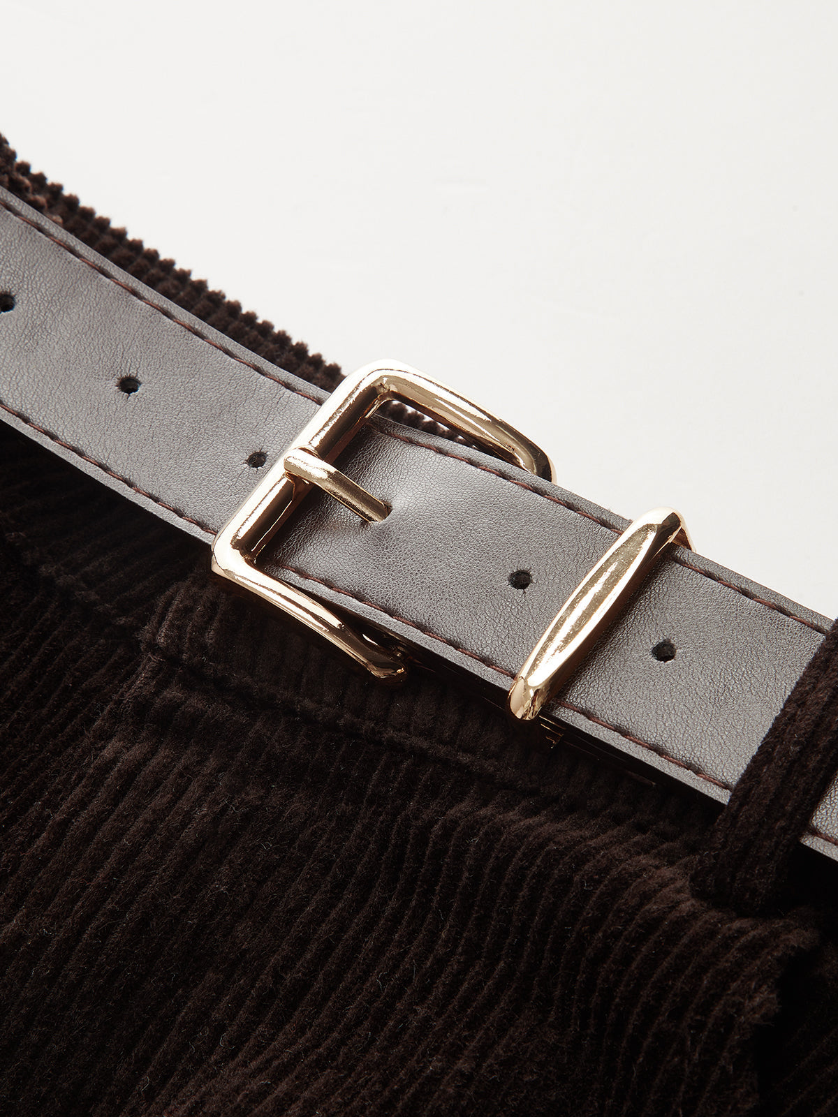 Belted Corduroy Wide-Leg Pants
