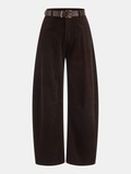 Belted Corduroy Wide-Leg Pants